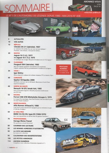 RETRO AUTO 408 BMW 2800 CS 3.0 CS CSi CSL ALFASUD 1.5 Ti 504 Cabrio Jaguar XJ-C - Bild 2 von 2