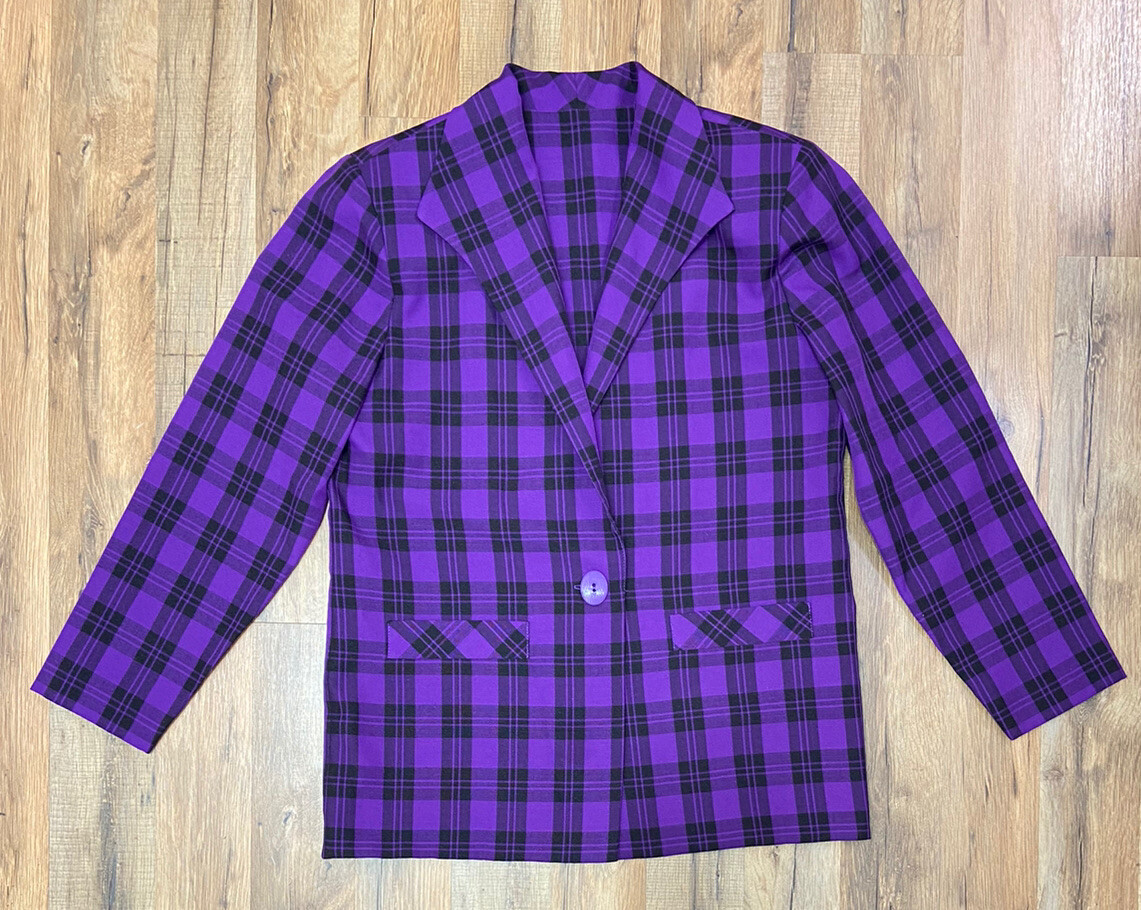 Vintage Donovan-Galvani Purple & Black Plaid Suit… - image 11