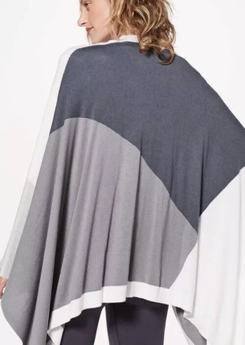 Lululemon Hatha Wrap Shawl Open Front Cardigan Nebula Raceway Gray White $128 - Picture 2 of 14
