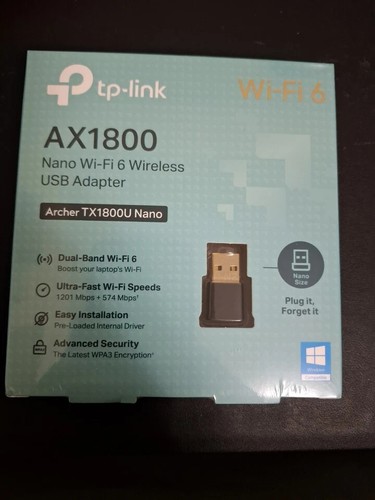 TP-Link AX1800 Nano Wi-Fi 6 Wireless USB Adapter Black Archer TX1800U Sealed