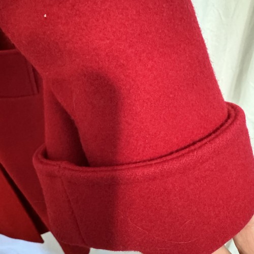 Cappotto rosso vintage stile militare donna 10 doppio bottone europeo oversize pura lana - Foto 3 di 12