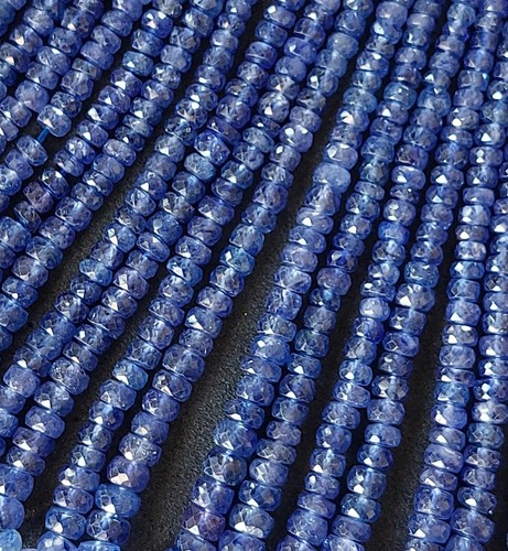 Prezioso! Filo 8", 3-5 Mm Rondelle Sfaccettate Zaffiro Blu Naturale/RJS-599 - Foto 4 di 9