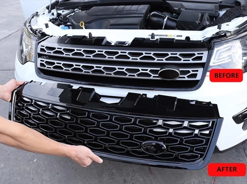 Full Black Front Bumper Mesh Grille for Land Rover Discovery Sport 2015-2019 - Image 3 of 4