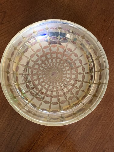 Reed and Barton Handcrafted Bowl Silver Brass Copper Geometric Design 9.5” - Picture 2 of 12