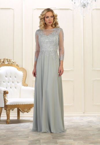 SPECIAL OCCASION DESIGNER EVENING GOWN MODEST MOTHER of THE GROOM BANQUET DRESS - Picture 11 of 16