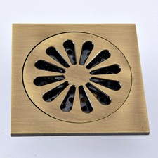 Antique Brass Waste Floor Drain Shower Square Bathroom Floor Drain Cover Qhr076