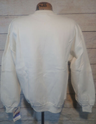 NWT Vintage JERZEES White Mens Super Sweats Embroidered Sweatshirt L Made in USA - Picture 3 of 12