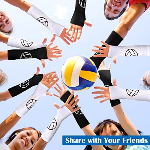 2 Pairs 12 Inches Volleyball Arm Sleeves with Protection Pads and Thumb Hole - Picture 3 of 6