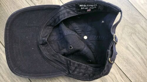 Vtg Polo Jeans Company Ralph Lauren Hat Cap Strapback Mens Navy Blue USA Flag - Picture 4 of 4
