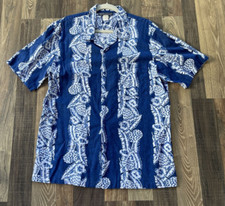 David Taylor Shirt Blue Floral Hawaiian Men Size XL Cotton Vintage Made in USA