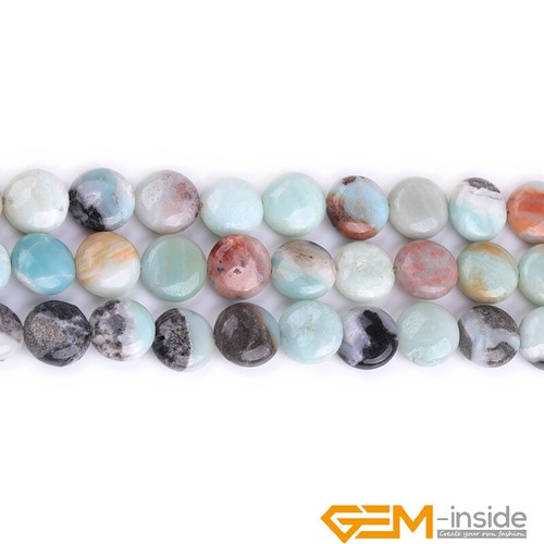 Natural Colorful Amazonite Gemstone Coin Spacer Round Beads Jewelry Making 15" - Picture 32 of 32