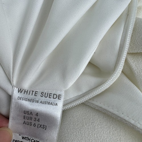 White Suede Sleeveless Cream White Dress 6 (XS) RRP$379.00 Brand New With Tag - Picture 15 of 22