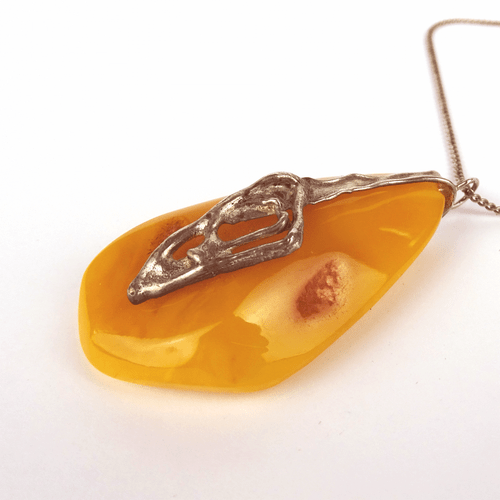Wertvoller Bernstein Silber Anhänger 6,5 cm mit Kette Real Baltic Amber Pendant - Bild 11 von 13