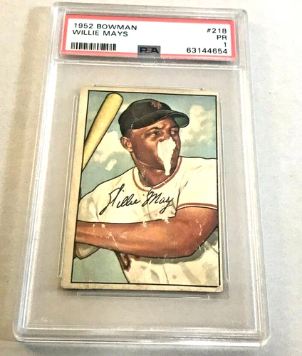 1952 Willie Mays Bowman Rookie Baseball Card #218 HOF Graded PSA 1