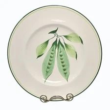 Pizzato Pottery 11" Dinner Plate With Green Pea Pod Design Hand Made in Italy