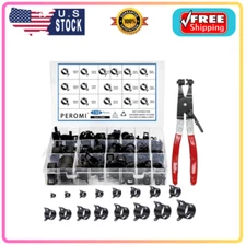130Pcs 6-25mm Spring Band Hose Clamps With Swivel Flat Hose Clamp Plier Assor...