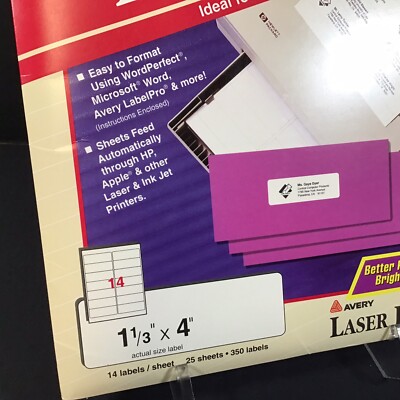 Avery Address Labels For Laser Printers - 350 Permanent Adhesive Mailing Labels