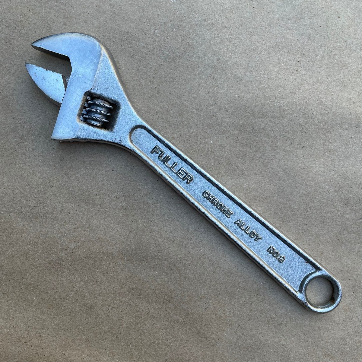 Vintage FULLER No. 8 Adjustable Wrench 8” Chrome Alloy Drop Forged