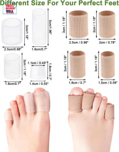 16PCS Silicone Toe Sleeves Gel Corn Toe Protectors Toe Tube Cushions with 4 Size - Picture 4 of 12