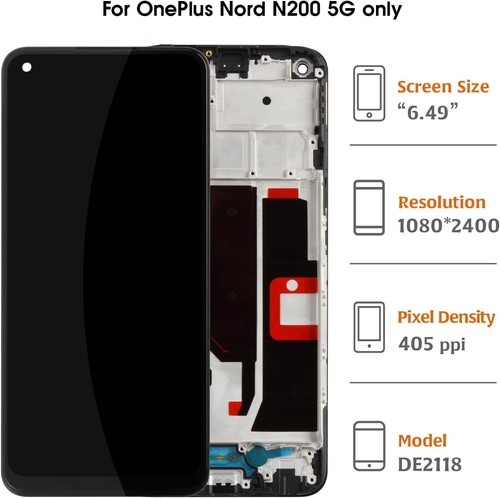 for OnePlus Nord N200 5G 1+ 6.49" OLED with Frame LCD Screen Display Replacement - Photo 4 sur 9