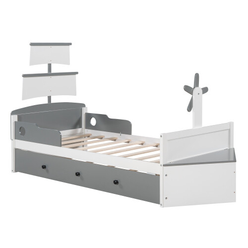 Modern Bedroom Furniture Sets Full Size Platform Bed with Trundle & 2 Nightstand - Picture 8 of 44