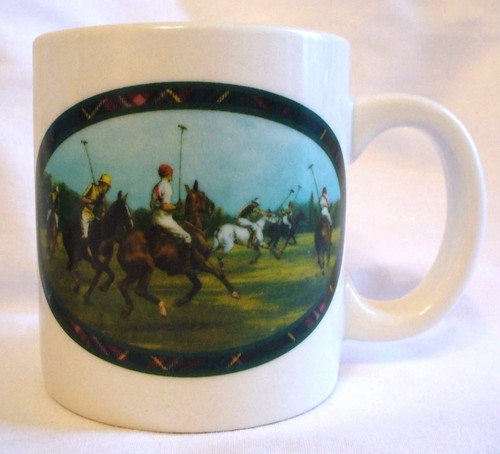 2 Ralph Lauren Polo Scene Equestrian Coffee Mug Cup Horse Horses Vintage - Picture 2 of 4