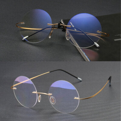 50mm Retro Rimless Blue Light Blocking Reading Glasses Round Flexible Readers