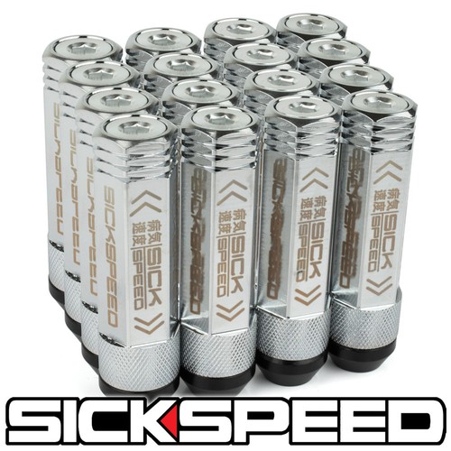 SICKSPEED 16PC CHROME 92MM LONG CAPPED 3 PC STEEL EXTENDED LUG NUTS