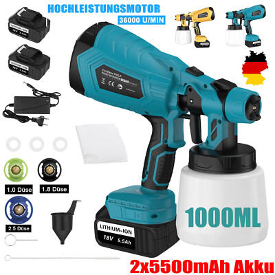 Farbsprühsystem Farbsprühgerät Elektrische Spritzpistole w/ Akku Für Makita 18V 
