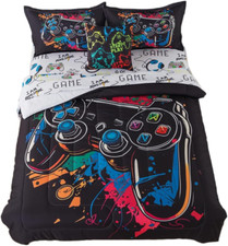 6Pieces Gamer Comforter Sets for Boys Gamer Bedding Set Twin Gaming Bedding Set