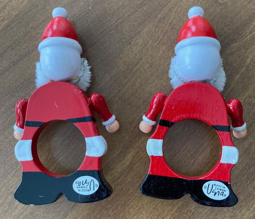Set of 2 Vintage Christmas Santa Napkin rings - Picture 2 of 2