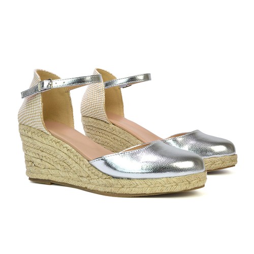 Womens Wedge Espadrille Sandals Ladies Low Heeled Platform Ankle Strap Shoes 3-8 - Picture 35 of 45