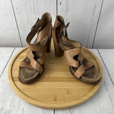 Sofft Melina Tan Brown Blocked Heel Leather Straps Sandals Women  s size 8 M