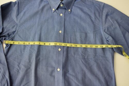Lands End Dress Shirt Supima Mens Sz M 15 35 Blue Long Sleeve Button Down Collar - Picture 10 of 10