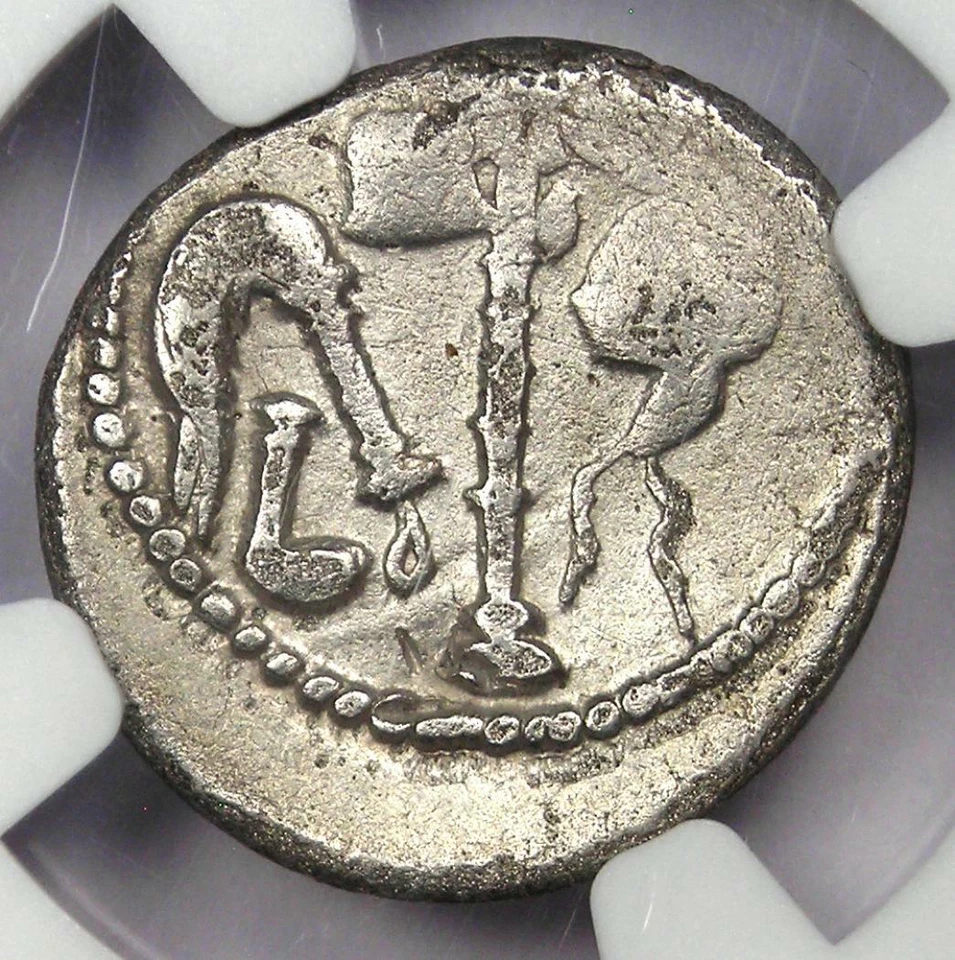 Julius Caesar AR Denarius Silver Elephant Roman Coin 49 BC - Certified NGC VF - Image 4 of 4