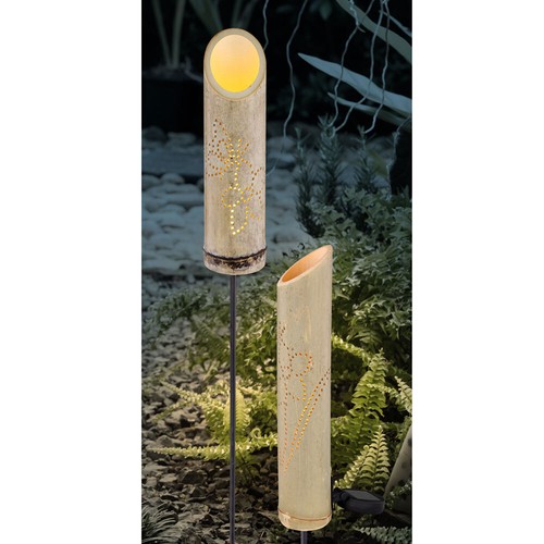 Solarleuchte Stecklampe Außenleuchte Lichteffekt Bambus grün LED Erdspieß Garten - Bild 12 von 12