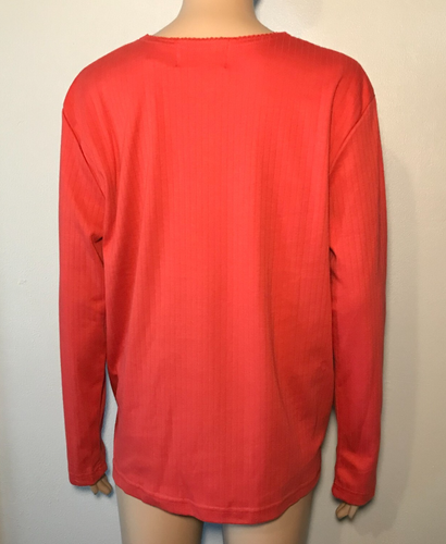 Vintage Sarah Bentley Women's Shirt SizeL Orange Cotton Blend 1/4 Button Closure - Picture 2 of 9