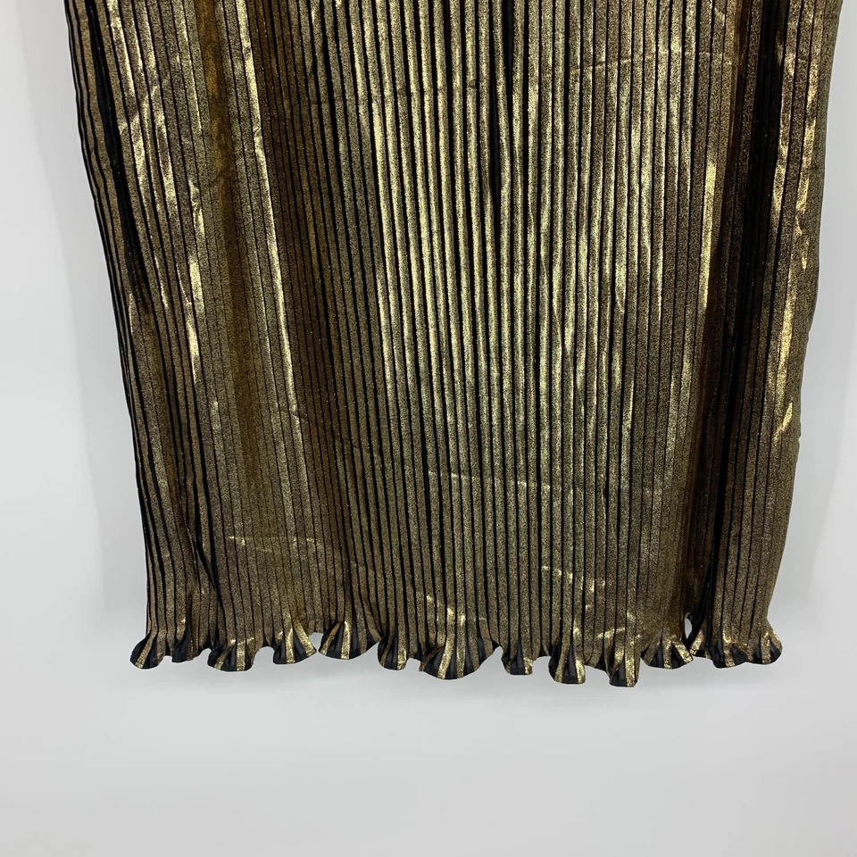 NY Collection Skirt Womens Size Medium Gold Metallic Pleated Pull On Midi NWT - Image 4 of 4