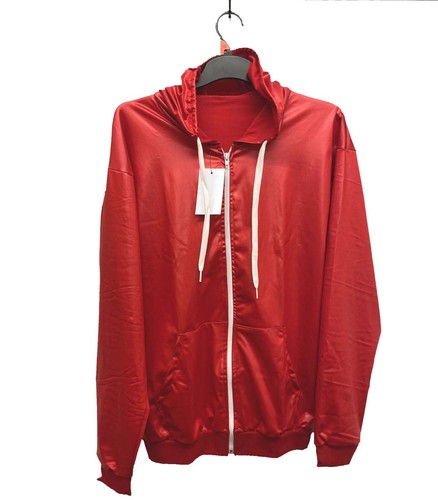 SALE - MENS WET LOOK SPORTS FITNESS HOODIE HOODY TRACKSUIT ZIP JACKET S M L XL - Picture 5 of 5