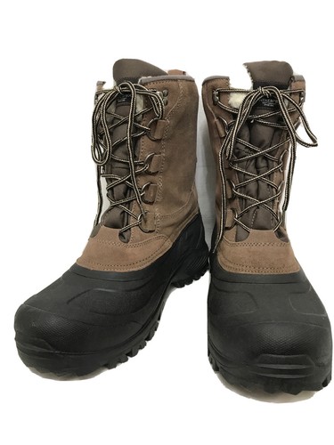 Men's Weatherproof Snow Boot Size 12M Two Tone Taupe/Black Faux Fur Waterproof - Picture 12 of 12
