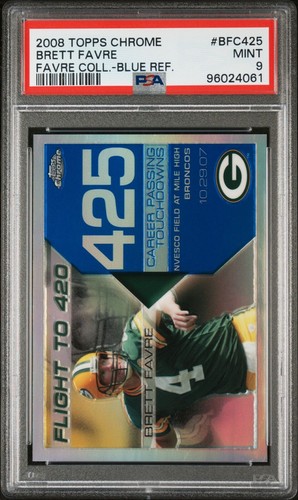 2008 Topps Chrome BFC425 Brett Favre Collection Blue Refractor /50 PSA 9
