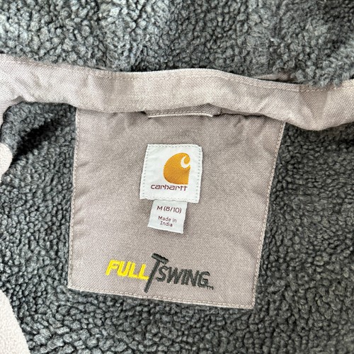 Carhartt Jacket Boys Medium Gray Full Swing Canvas Removable Hoodie Fleece Lined - Picture 7 of 11