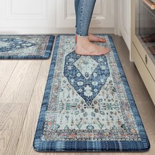 Collive Boho Kitchen Rugs Set of 2 Non Skid Kitchen Mats for Floor Cushioned ...