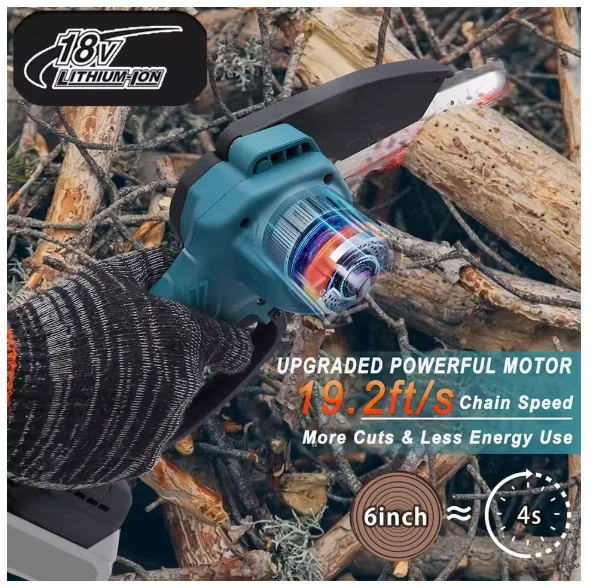 Mini motosierra con hoja pequeña eléctrica de mano de 6 pulgadas Makita 18v (sin batería) Foto 3 de 4