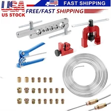 25Ft 3/16" Zinc-Coated Brake Line Kit and 16 Fittings, 2 Union With 4 Nut Set