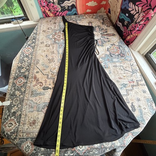 Vintage City Triangles 90s WhimsyGoth Full Length Women's Black Scrunch Dress - Picture 8 of 11