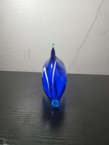 Fermacarte delfino in vetro artistico usato blu bianco fatto a mano 5" (N) - Foto 4 di 6