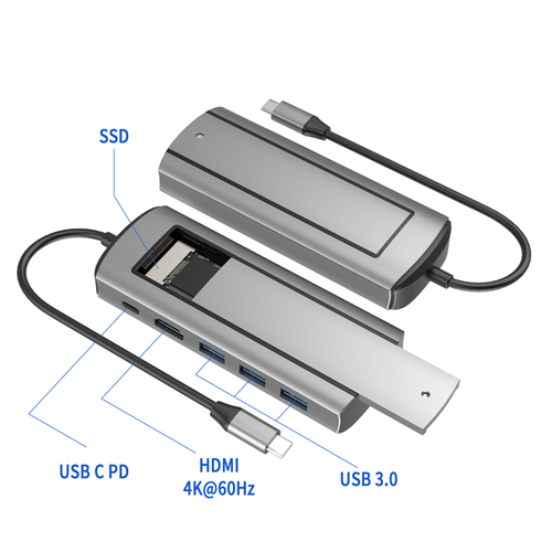6 in 1 Multiport USB3.0 Hub With Disk Storage Function Type-c To HDMI For Laptop - 第 3/9 張圖片