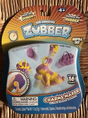 NEW Zubber Cool Charms Maker Refill Set Molds Like Dough Hardens Like Rubber 
