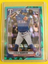 2024 Bowman Chrome Green Refractors #66 Adolis Garcia 160/199 - Texas Rangers 